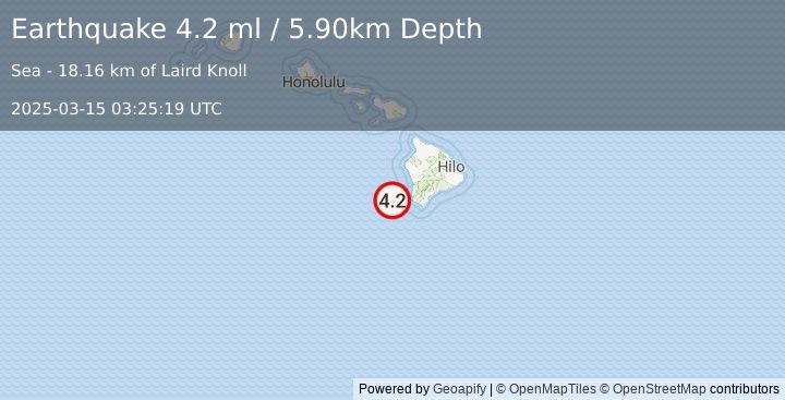 Earthquake HAWAII REGION, HAWAII (4.2 mw) (2025-03-15 03:25:17 UTC)