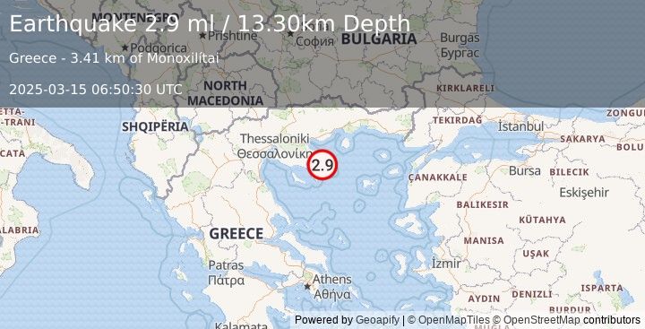 Earthquake AEGEAN SEA (2.9 ml) (2025-03-15 06:50:30 UTC)