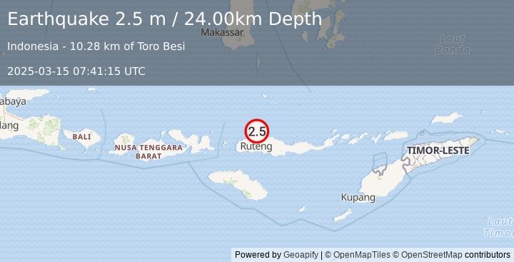 Earthquake FLORES REGION, INDONESIA (2.5 m) (2025-03-15 07:41:15 UTC)