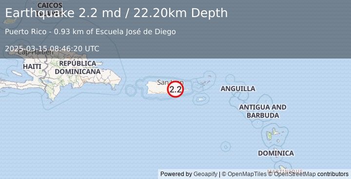 Earthquake PUERTO RICO (2.2 md) (2025-03-15 08:46:20 UTC)