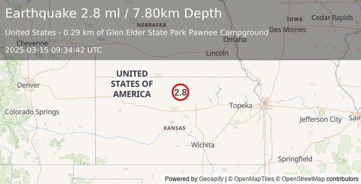 Earthquake KANSAS (2.8 ml) (2025-03-15 09:34:42 UTC)