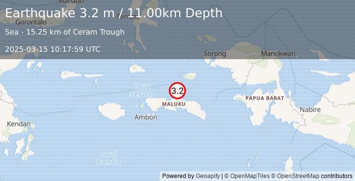 Earthquake SERAM, INDONESIA (3.2 m) (2025-03-15 10:17:59 UTC)