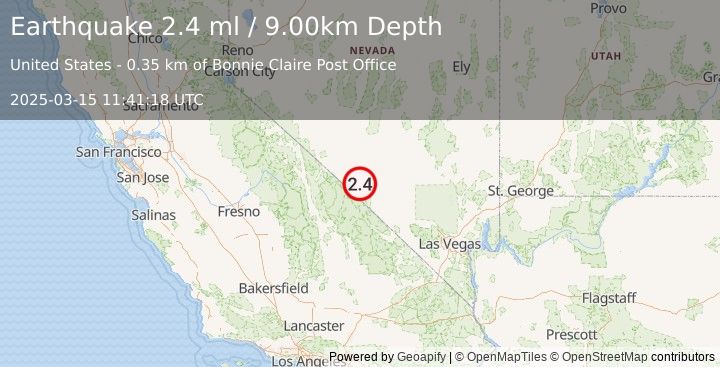 Earthquake NEVADA (2.4 ml) (2025-03-15 11:41:18 UTC)