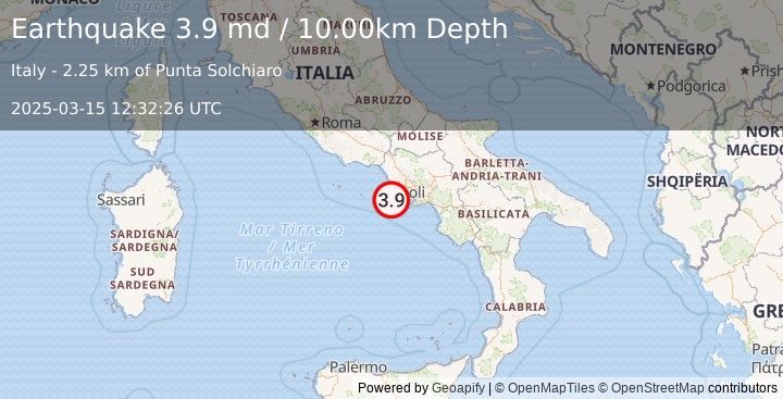 Earthquake SOUTHERN ITALY (3.9 md) (2025-03-15 12:32:27 UTC)