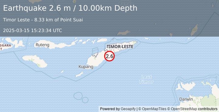 Earthquake EAST TIMOR REGION (2.6 m) (2025-03-15 15:23:34 UTC)