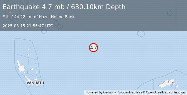 Earthquake FIJI REGION (4.7 mb) (2025-03-15 21:56:47 UTC)