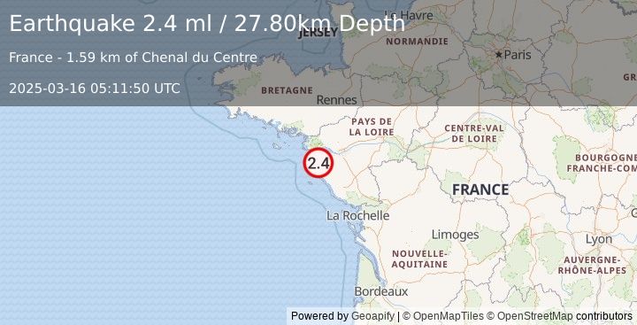 Earthquake FRANCE (2.3 ml) (2025-03-16 05:11:51 UTC)