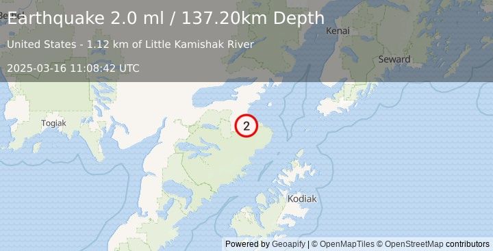 Earthquake SOUTHERN ALASKA (2.0 ml) (2025-03-16 11:08:42 UTC)