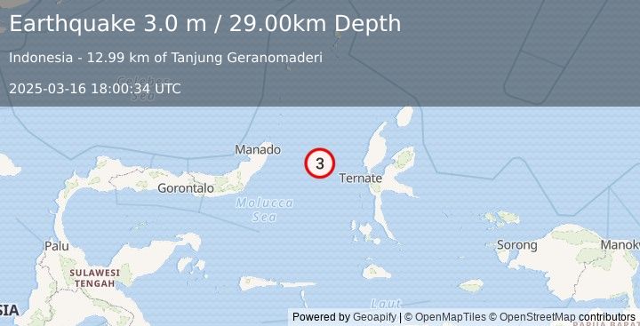 Earthquake MOLUCCA SEA (3.0 m) (2025-03-16 18:00:34 UTC)