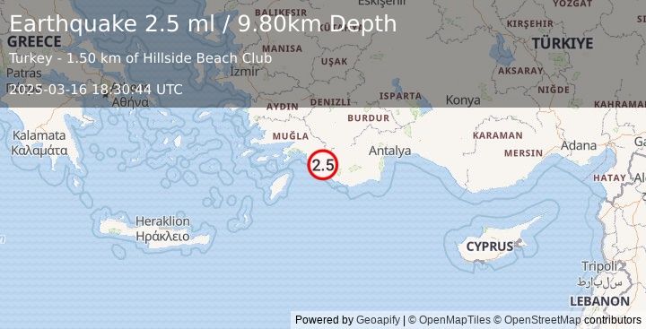 Earthquake WESTERN TURKEY (2.4 ml) (2025-03-16 18:30:42 UTC)