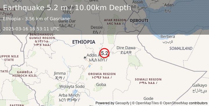 Earthquake ETHIOPIA (5.1 m) (2025-03-16 18:53:11 UTC)