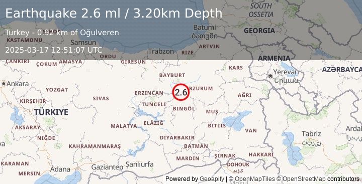 Earthquake EASTERN TURKEY (2.6 ml) (2025-03-17 12:51:07 UTC)