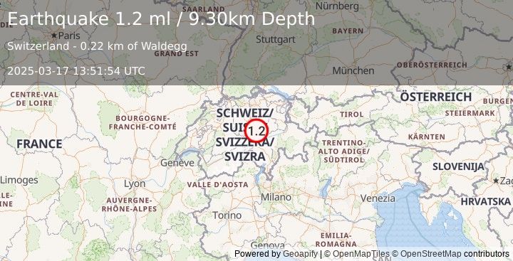 Earthquake SWITZERLAND (1.2 ml) (2025-03-17 13:51:54 UTC)