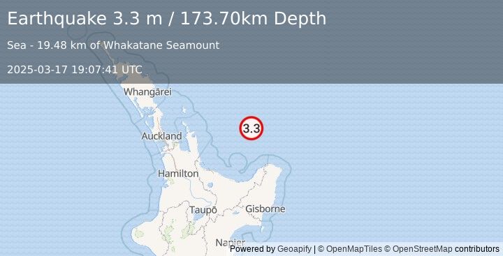 Earthquake OFF E. COAST OF N. ISLAND, N.Z. (3.3 m) (2025-03-17 19:07:41 UTC)