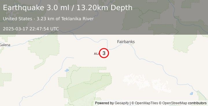 Earthquake CENTRAL ALASKA (3.0 ml) (2025-03-17 22:47:54 UTC)