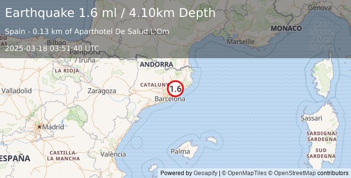 Earthquake SPAIN (1.6 ml) (2025-03-18 03:51:40 UTC)