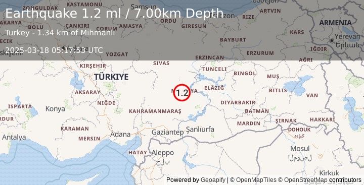 Earthquake EASTERN TURKEY (1.2 ml) (2025-03-18 05:17:53 UTC)