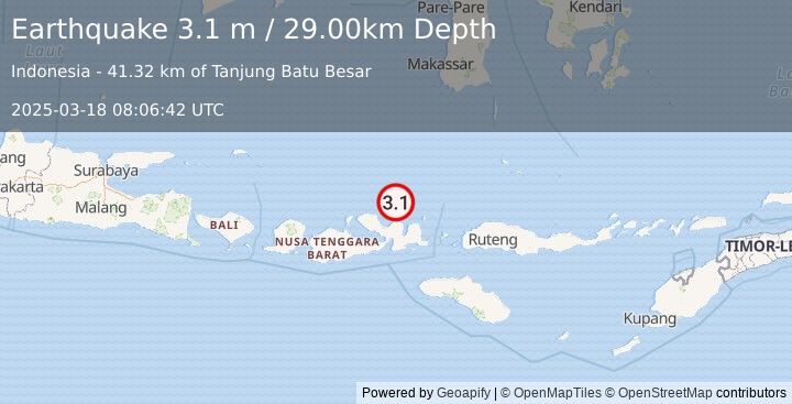 Earthquake FLORES SEA (3.1 m) (2025-03-18 08:06:42 UTC)