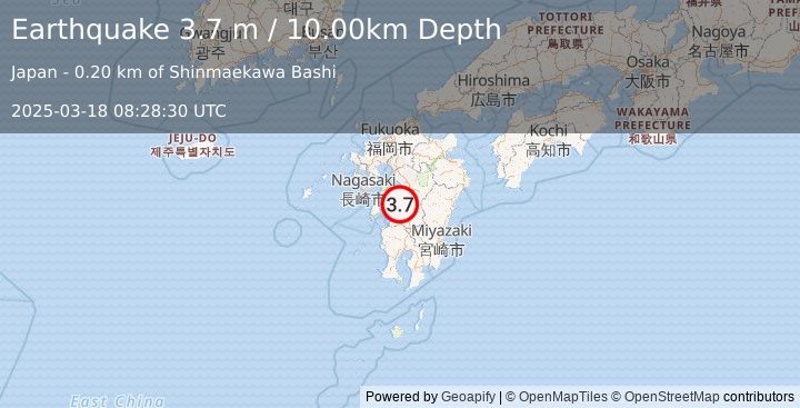 Earthquake KYUSHU, JAPAN (3.7 m) (2025-03-18 08:28:30 UTC)