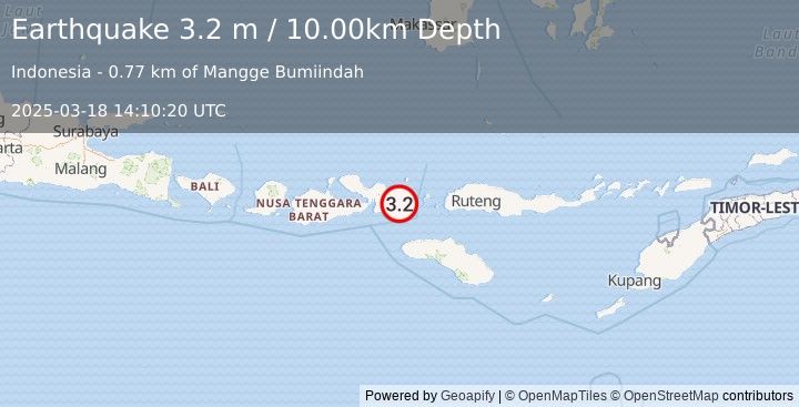 Earthquake SUMBAWA REGION, INDONESIA (3.2 m) (2025-03-18 14:10:20 UTC)