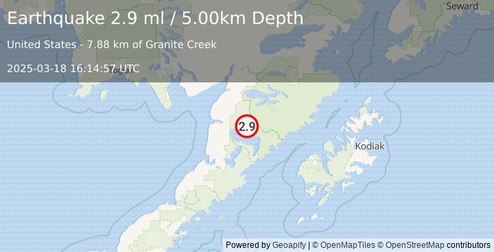 Earthquake ALASKA PENINSULA (2.9 ml) (2025-03-18 16:14:57 UTC)