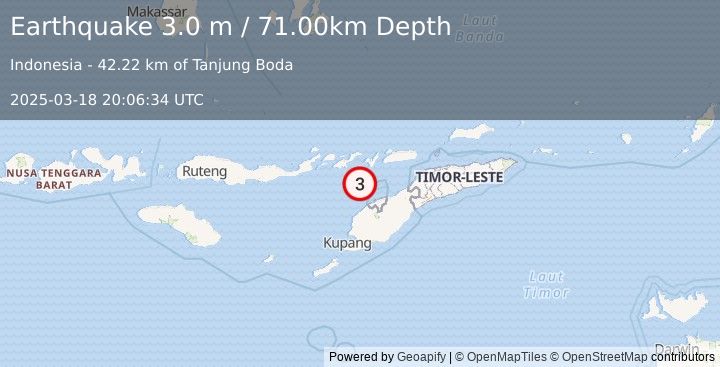 Earthquake FLORES REGION, INDONESIA (3.0 m) (2025-03-18 20:06:34 UTC)