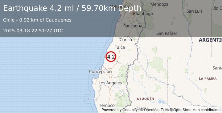 Earthquake MAULE, CHILE (4.2 ml) (2025-03-18 22:51:27 UTC)