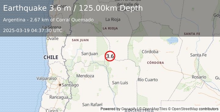 Earthquake SAN JUAN, ARGENTINA (3.6 m) (2025-03-19 04:37:30 UTC)