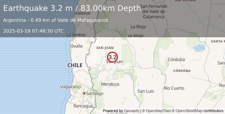 Earthquake SAN JUAN, ARGENTINA (3.2 m) (2025-03-19 07:48:30 UTC)