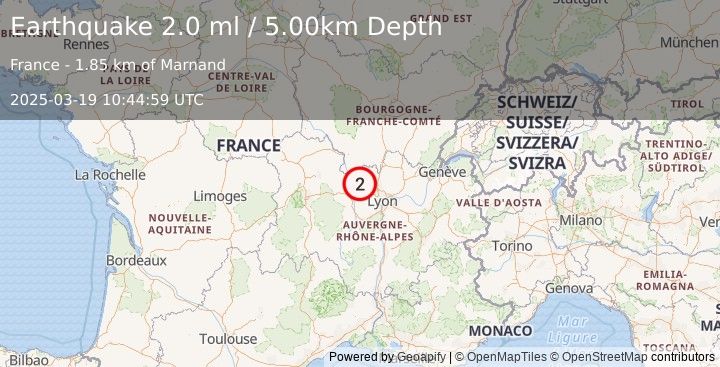 Earthquake FRANCE (2.0 ml) (2025-03-19 10:44:59 UTC)