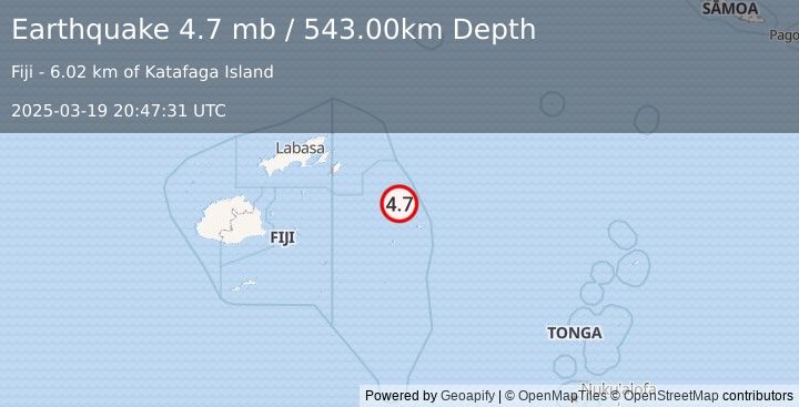 Earthquake FIJI REGION (4.7 mb) (2025-03-19 20:47:31 UTC)