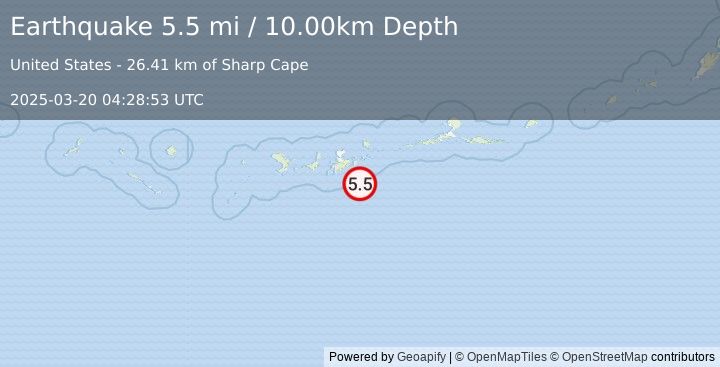 Earthquake ANDREANOF ISLANDS, ALEUTIAN IS. (5.5 mi) (2025-03-20 04:28:53 UTC)