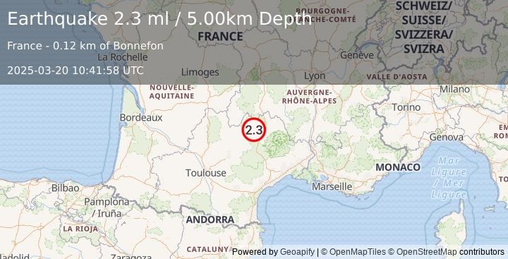 Earthquake FRANCE (2.3 ml) (2025-03-20 10:41:58 UTC)