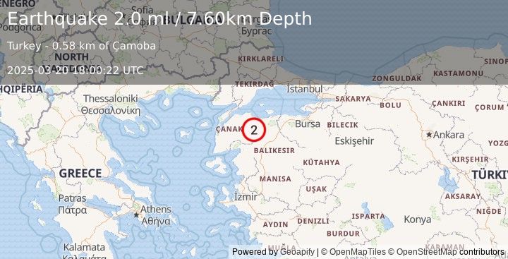 Earthquake WESTERN TURKEY (2.0 ml) (2025-03-20 18:00:22 UTC)