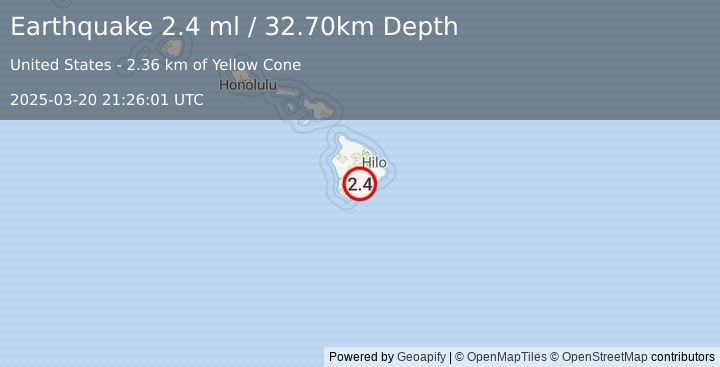 Earthquake ISLAND OF HAWAII, HAWAII (2.4 ml) (2025-03-20 21:26:01 UTC)