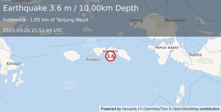 Earthquake SERAM, INDONESIA (3.6 m) (2025-03-20 21:51:49 UTC)