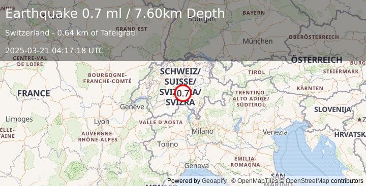 Earthquake SWITZERLAND (0.7 ml) (2025-03-21 04:17:18 UTC)