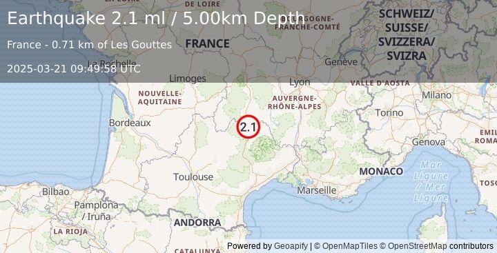 Earthquake FRANCE (2.1 ml) (2025-03-21 09:49:58 UTC)