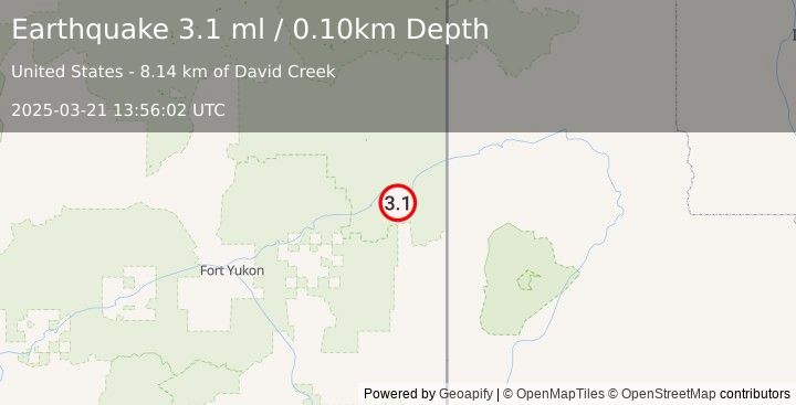 Earthquake NORTHERN ALASKA (3.1 ml) (2025-03-21 13:56:02 UTC)