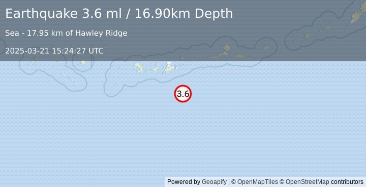 Earthquake ANDREANOF ISLANDS, ALEUTIAN IS. (3.6 ml) (2025-03-21 15:24:27 UTC)