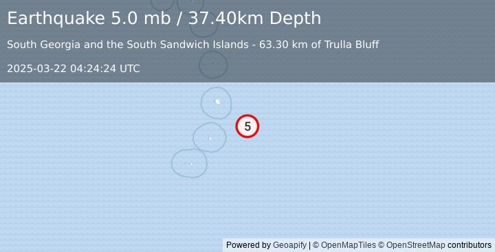 Earthquake SOUTH SANDWICH ISLANDS REGION (5.0 mb) (2025-03-22 04:24:24 UTC)