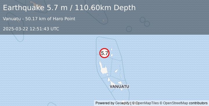 Earthquake VANUATU (5.7 mb) (2025-03-22 12:51:44 UTC)