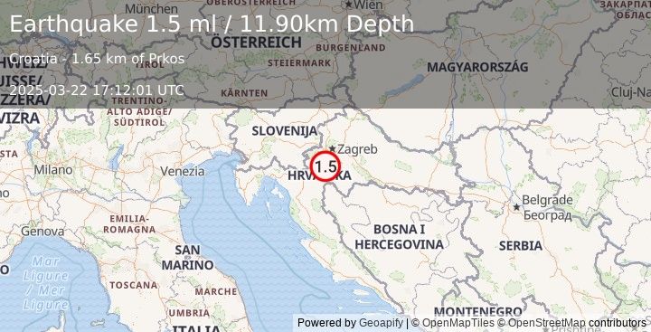 Earthquake CROATIA (1.5 ml) (2025-03-22 17:12:01 UTC)