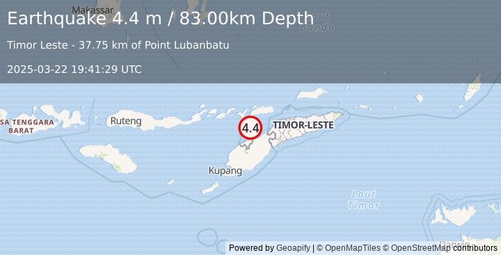 Earthquake KEPULAUAN ALOR, INDONESIA (4.4 m) (2025-03-22 19:41:29 UTC)