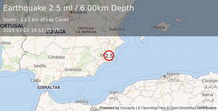 Earthquake SPAIN (2.5 ml) (2025-03-22 19:52:35 UTC)