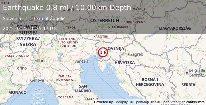 Earthquake SLOVENIA (0.8 ml) (2025-03-22 20:35:17 UTC)