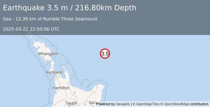 Earthquake OFF E. COAST OF N. ISLAND, N.Z. (3.5 m) (2025-03-22 22:50:06 UTC)