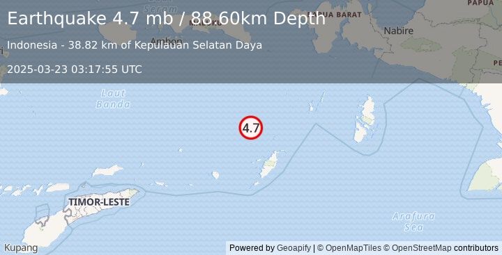 Earthquake BANDA SEA (4.7 mb) (2025-03-23 03:17:55 UTC)