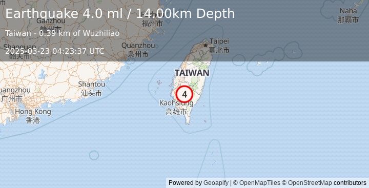 Earthquake TAIWAN (4.0 ml) (2025-03-23 04:23:37 UTC)