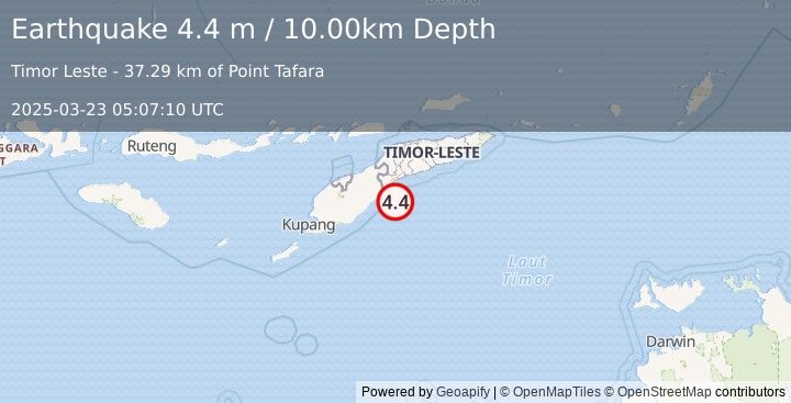 Earthquake EAST TIMOR REGION (4.4 m) (2025-03-23 05:07:10 UTC)